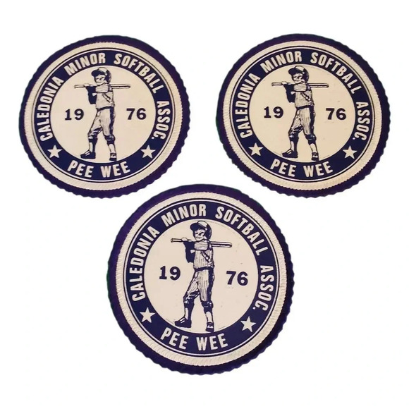 Caladonia Minor Softball Patches 1976 Lot  3 Ontario Unused Sports Badges Canada - Picture 1 of 3